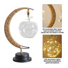 Veioză Decorativă Lună, cu Cadru din Fier Forjat și Lumină LED, 30 x 30 cm, pe Baterii