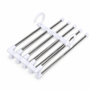 Umeraș Organizator Pliabil pentru 5 Perechi de Pantaloni, cu 2 Cârlige, Plastic și Inox