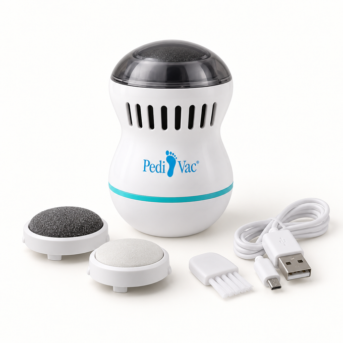 Aparat pentru Călcâie Pedi Vac cu 2 Viteze, cu Compartiment pentru Pielea Îndepărtată, USB