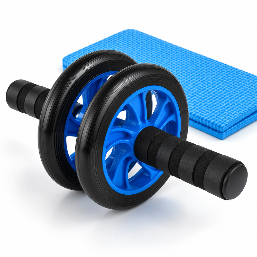 Rolă Dublă pentru Exerciții cu Mâner Antiderapant și Covoraș Moale, 14 cm