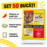 Set 50 Plasturi Răcoritori cu Hidrogel Tiger Pain Relief, pentru Dureri Musculare