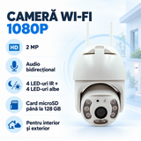 Cameră de Supraveghere Wi-Fi pentru Interior și Exterior, Full HD 1080p, Rezistentă la Apă