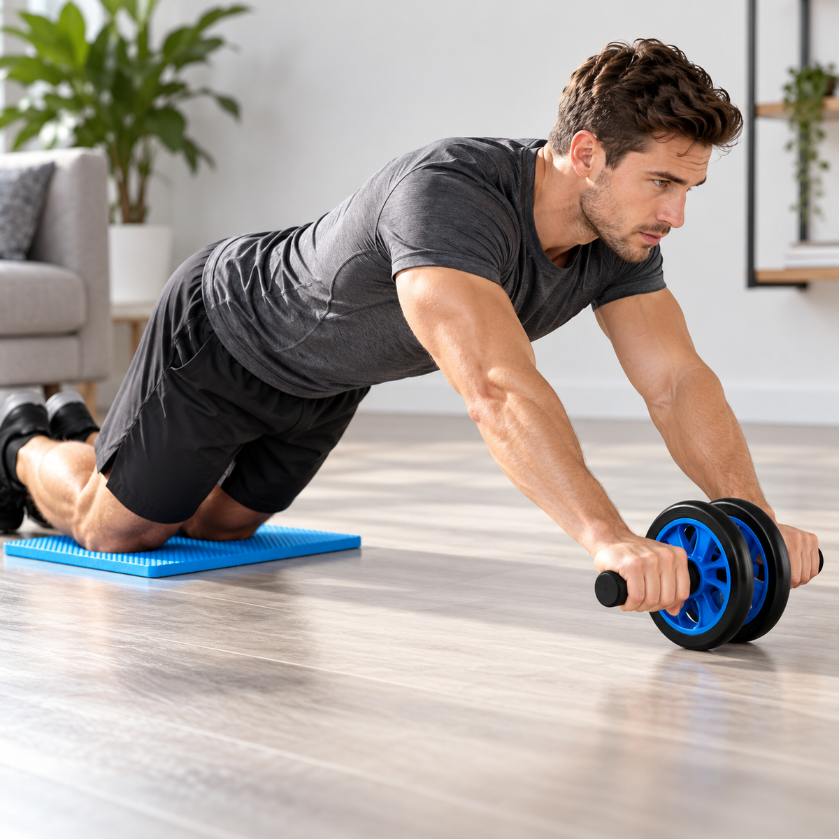 Rolă Dublă pentru Exerciții cu Mâner Antiderapant și Covoraș Moale, 14 cm