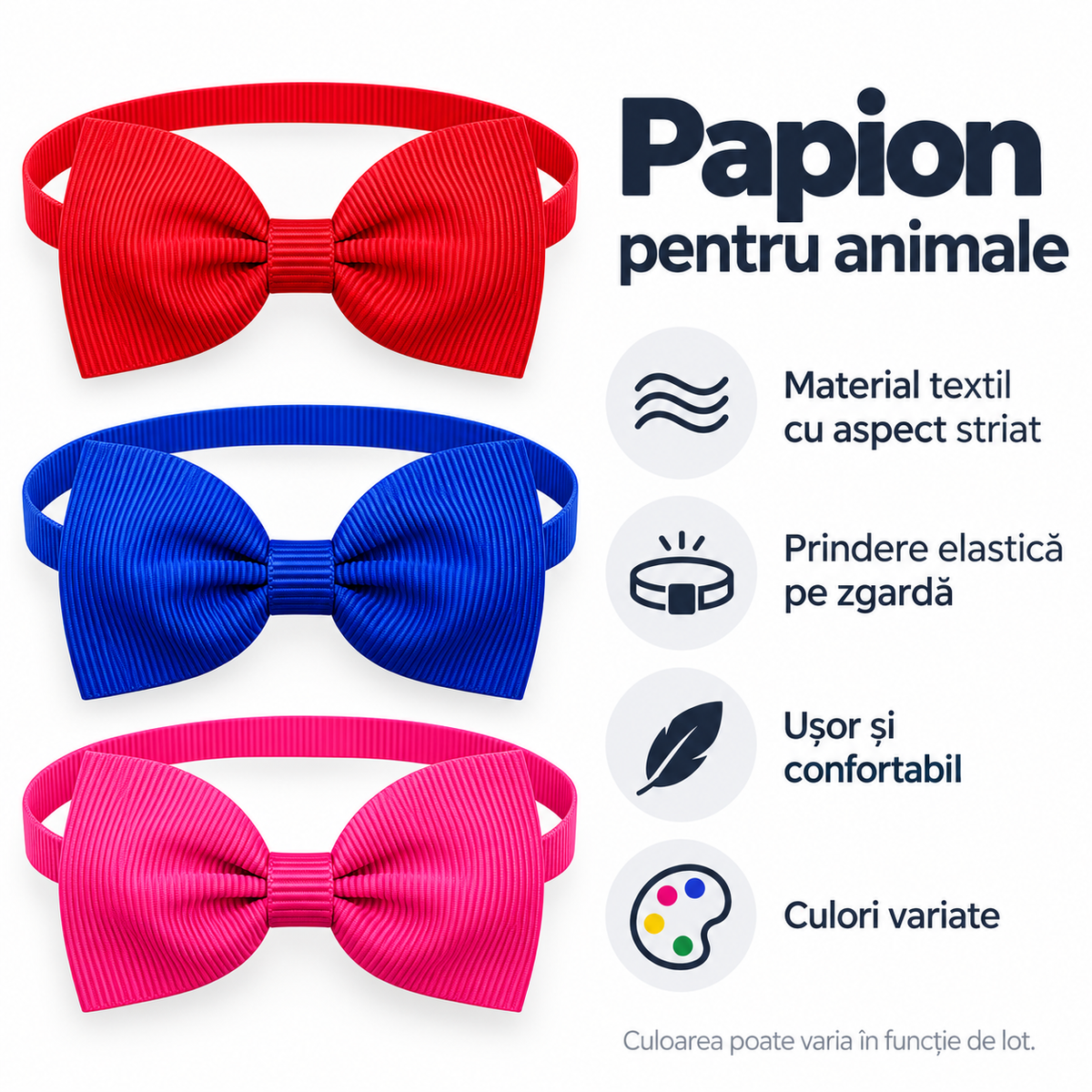 Set 30 Papioane Reglabile pentru Câini și Pisici, Multicolore