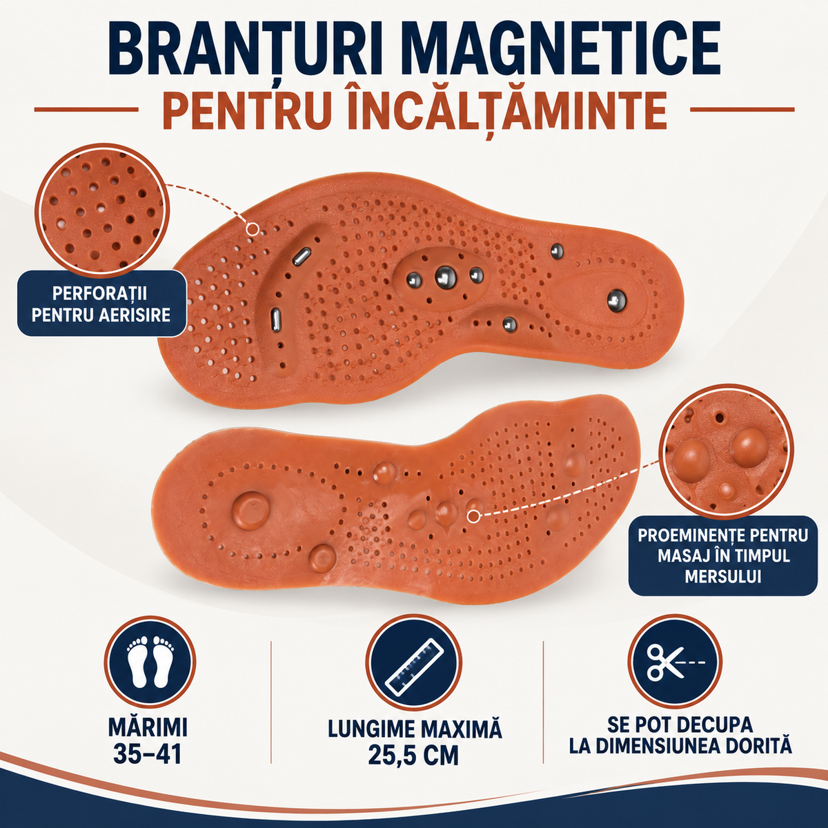 Branțuri Magnetice de Acupunctură DECORTREND, Respirabile, Mărimi 35-41, Decupabile