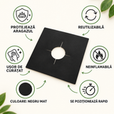 Folie de Teflon pentru Aragaz, Reutilizabilă, Neagră Mat, cu Formă Universală