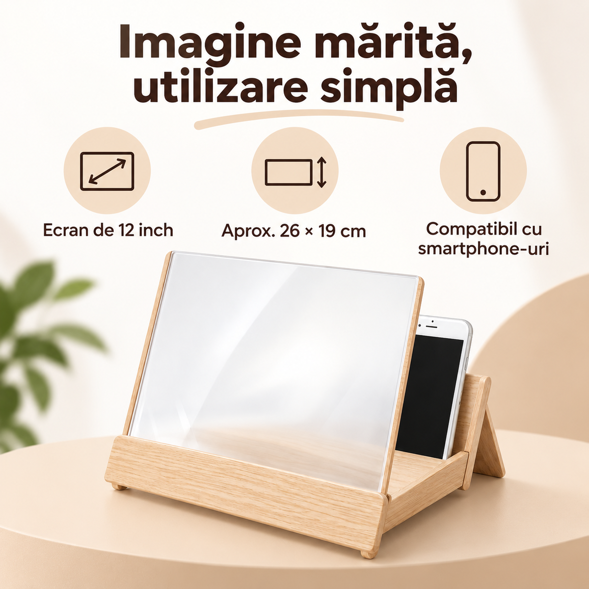 Suport Telefon cu Amplificator de Imagine 3D, 12 Inch
