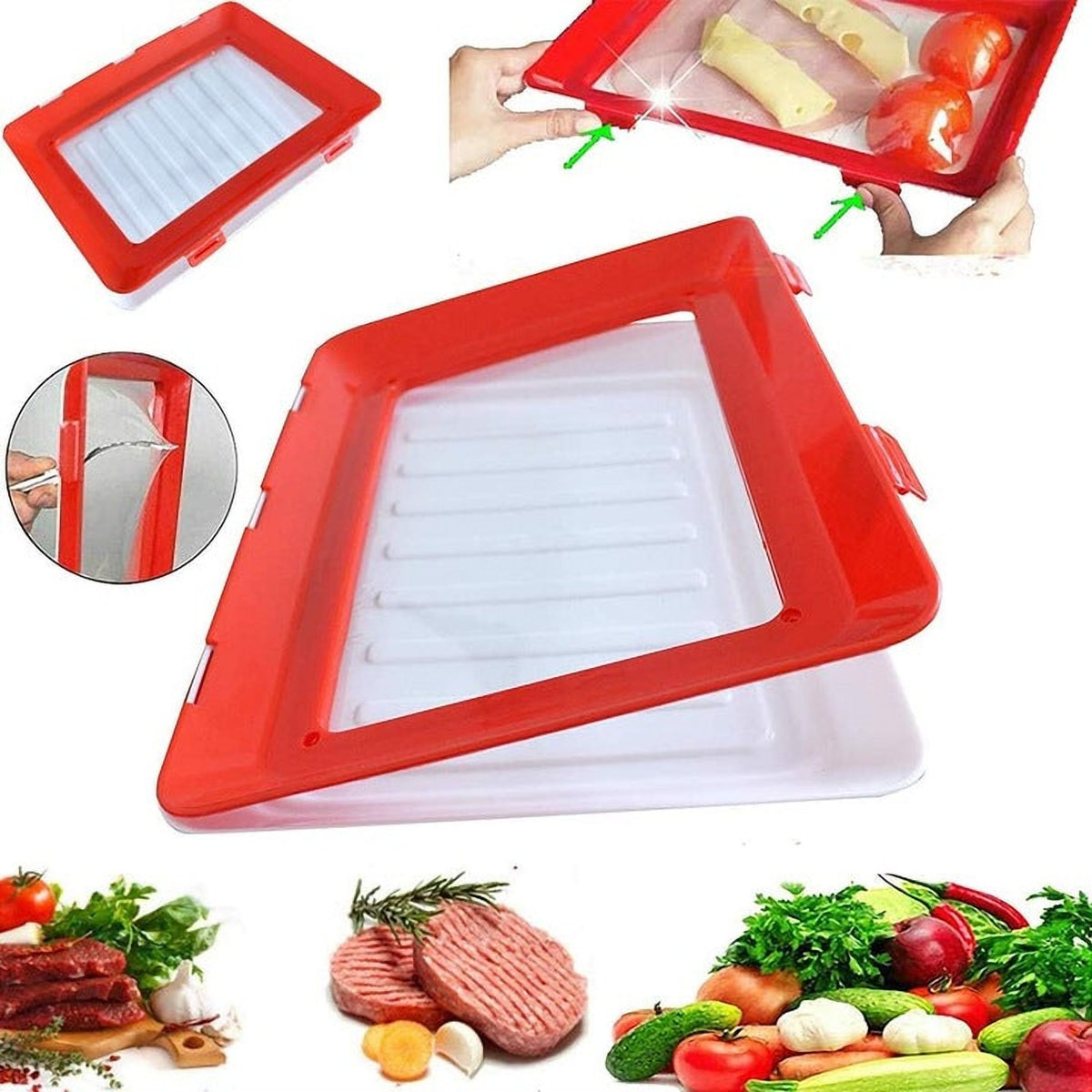 Set 4 Tăvi pentru Alimente din Plastic PP, cu Foli