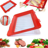 Set 4 Tăvi pentru Alimente din Plastic PP, cu Folie Elastică, Roșu și Alb