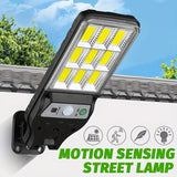 Lampă Solară de Exterior JY-150, cu 150 LED COB, Senzor de Mișcare, 3 Setări, IP64