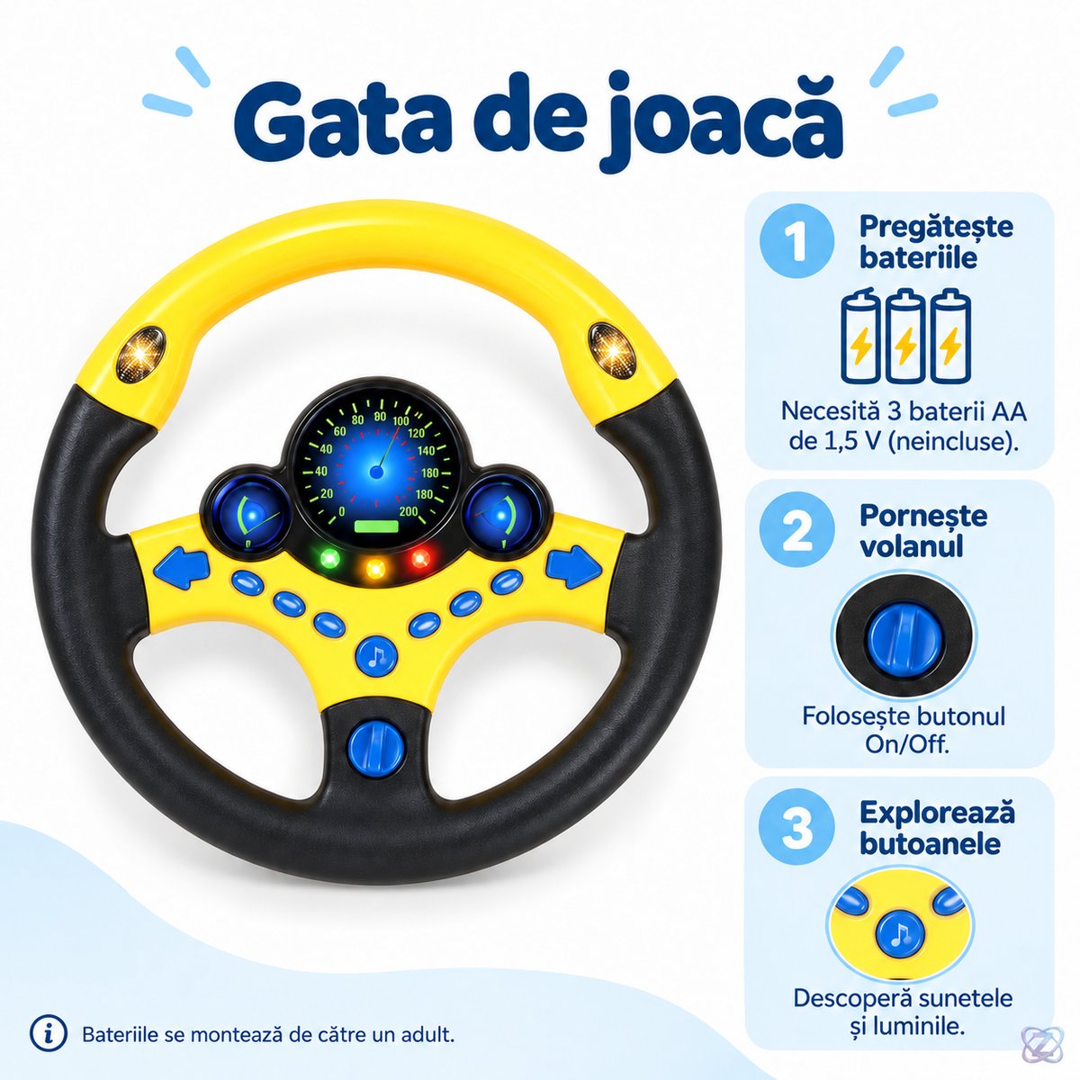 Instrucțiuni de utilizare în română pentru volanul interactiv