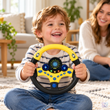 Volan Interactiv de Jucărie cu Rotire 360°, cu Lumini și Sunete, 25 cm, Galben sau Albastru