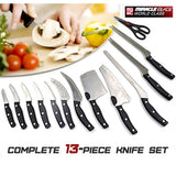 Set 13 Cuțite de Bucătărie Miracle Blade World Class, Oțel Inoxidabil Forjat, Mânere Nituite
