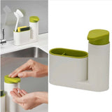 Organizator Chiuvetă Sink Tidy 2 în 1 cu Dozator de Săpun și Suport Bureți