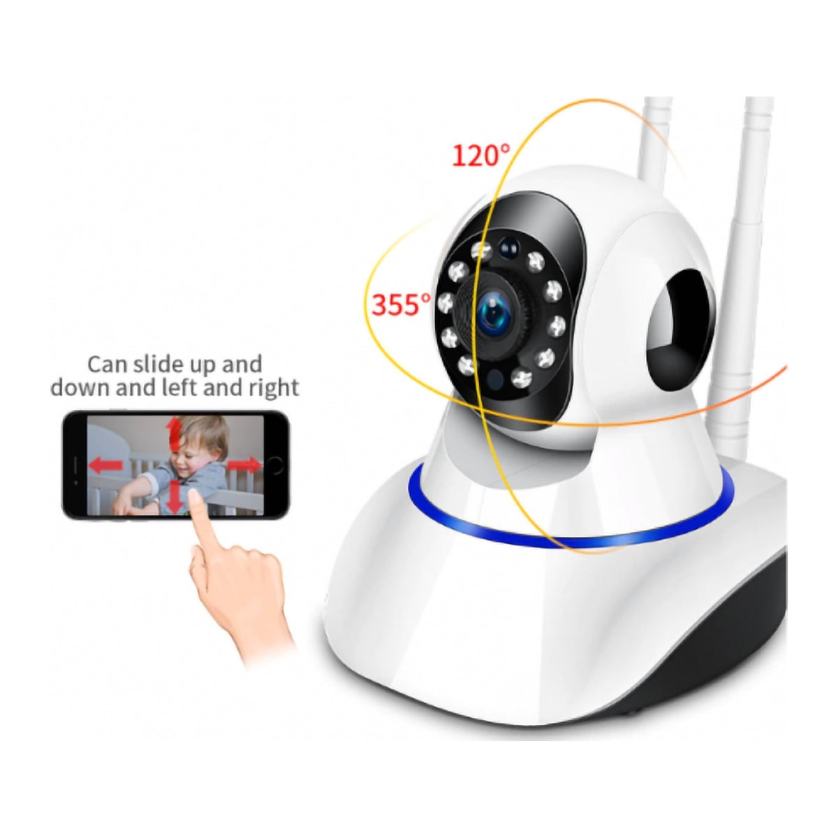 Cameră de Supraveghere Wi-Fi cu 5 Antene, Rotativă 355°, pentru Interior