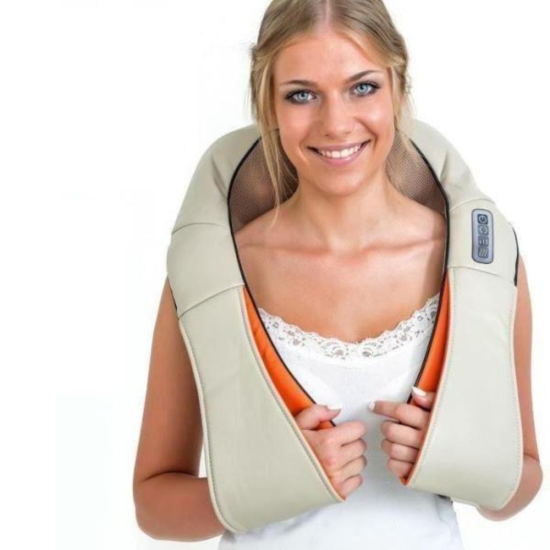 Aparat de Masaj Cervical cu Infraroșu și Lovituri Pneumatice, 24W, Negru, cu Telecomandă
