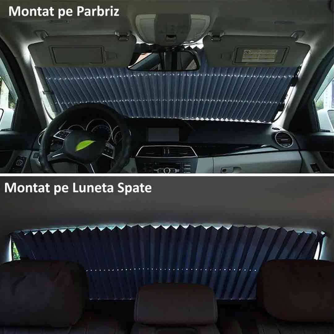 Copertină Parasolar Auto Retractabilă cu Ventuze – Protejează Interiorul de Soare și Decolorare