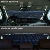 Copertină Parasolar Auto Retractabilă cu Ventuze – Protejează Interiorul de Soare și Decolorare