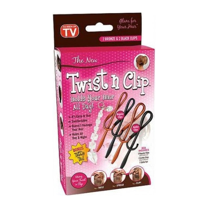 Set 3 Cleme de Păr Twist N Clip, cu Pandantiv Tattle Tail din Sticlă Cristalină