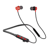 Căști Wireless Sport cu Cârlig, Bluetooth 4.2, Microfon și Slot Card, Negru-Roșu