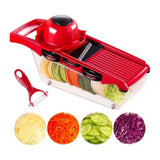 Răzătoare și Feliator Mandoline Slicer 6 în 1 Roșu, cu Grosime de Tăiere Reglabilă până la 9 mm