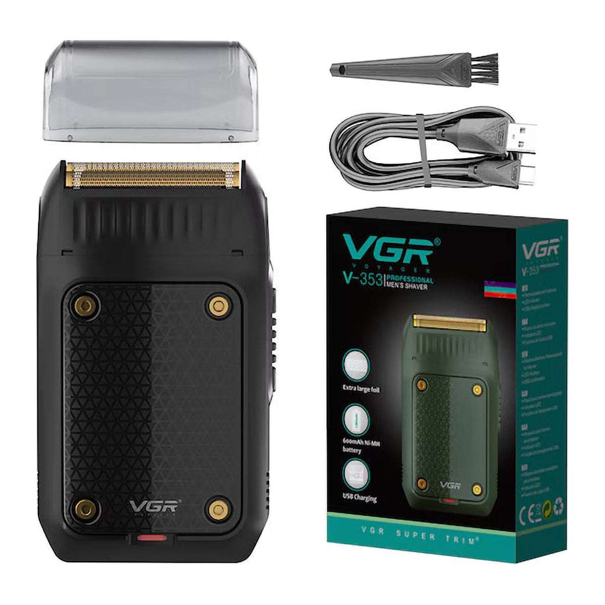 Aparat de Ras Electric pentru Bărbați cu 2 Capete de Lamă, Indicator LED și Încărcare USB