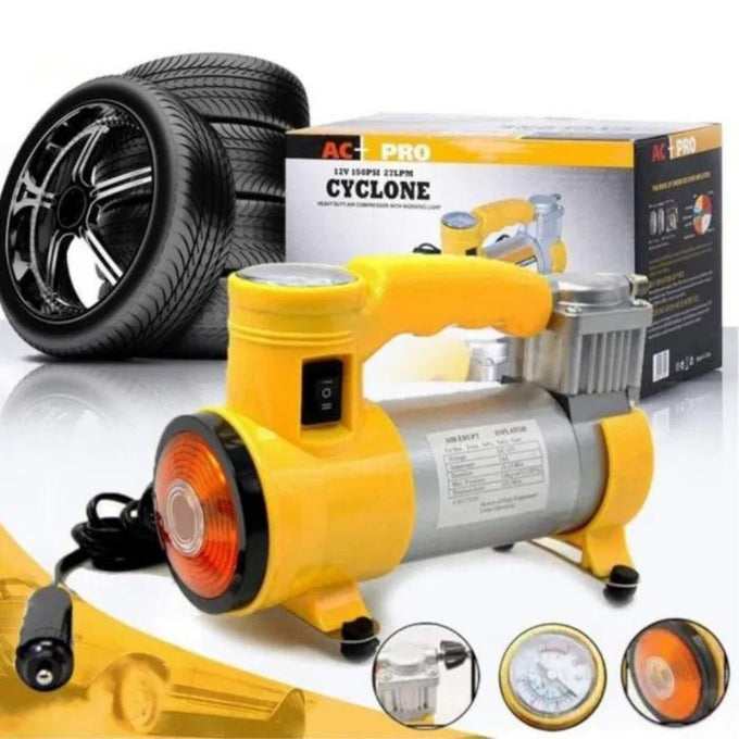 Compresor Auto Profesional Cyclone 12V, 35 l/min, cu Manometru și Lanternă