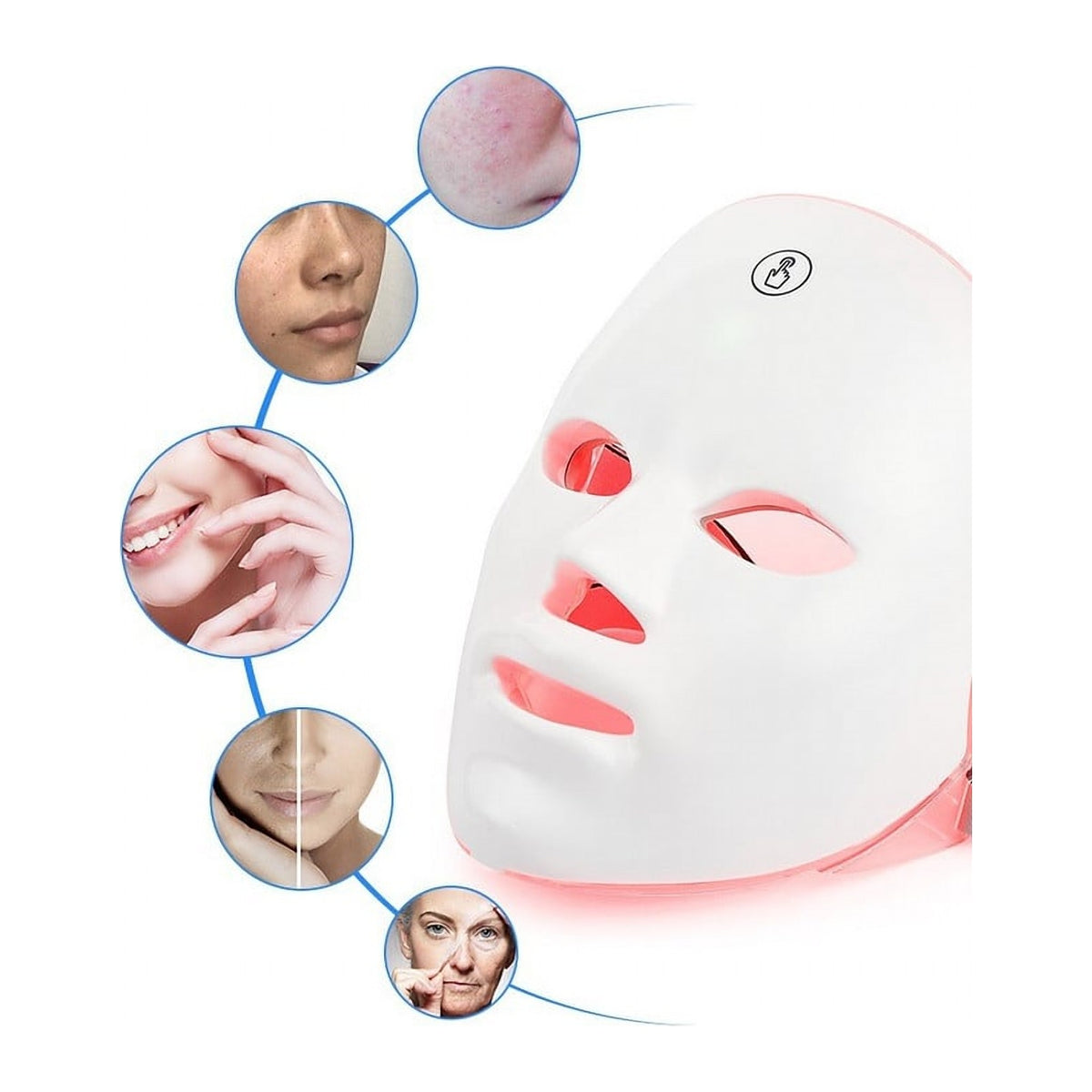 Mască Facială LED cu Mai Multe Culori de Lumină, Alimentare USB