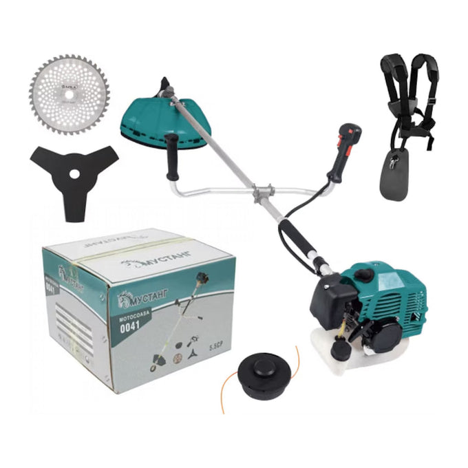 Motocoasă pe Benzină Mustang 5,5 CP, 51 cm³, 2 Timpi, cu Ham, Disc și Fir