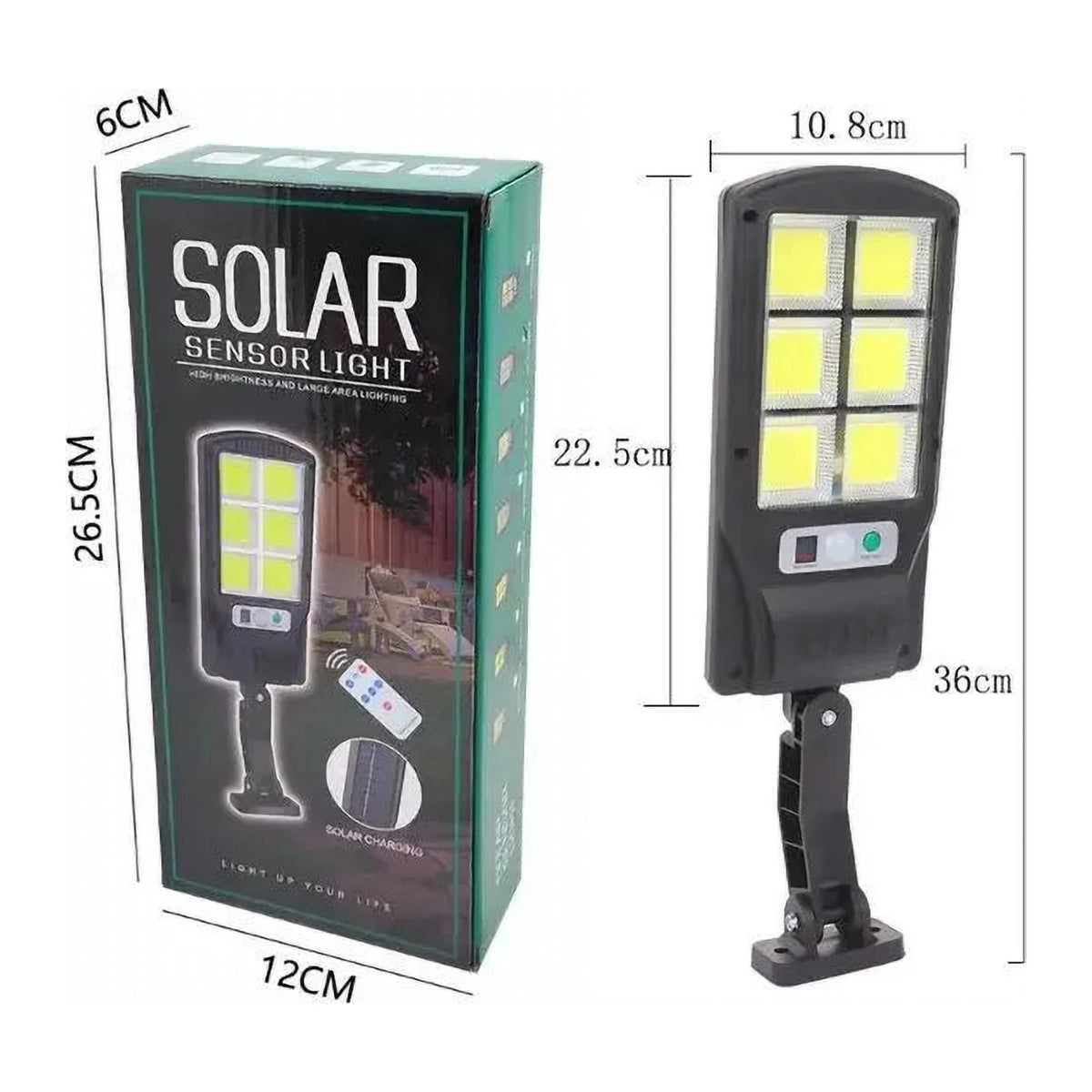 Lampă Solară de Perete cu 6 Panouri LED, Senzor de Mișcare și Telecomandă, Rezistentă la Intemperii