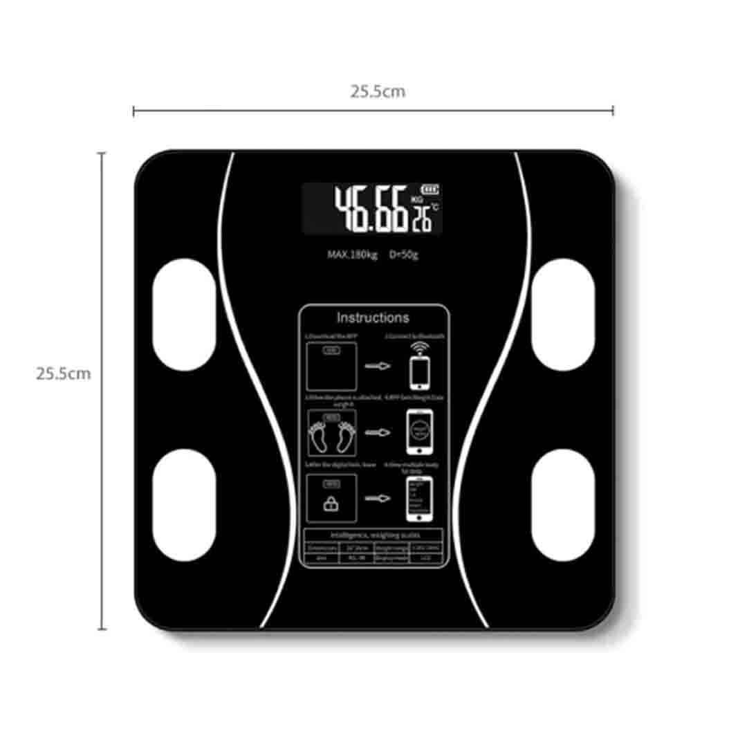 Cântar Corporal Inteligent Bluetooth, Sticlă Securizată, 180 kg, 10 Valori Corporale