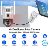 Cameră de Supraveghere 4G cu Panou Solar, Lentile Duble, 4K 8MP, cu Senzor de Mișcare