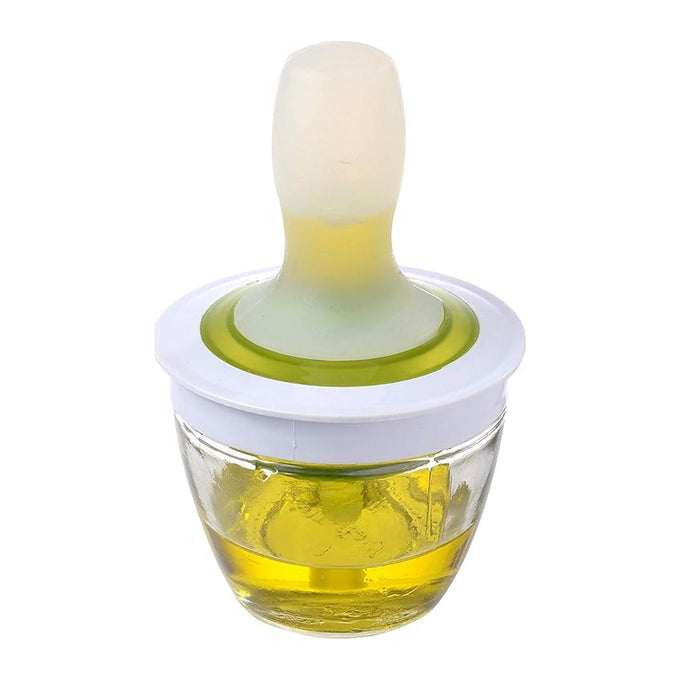 Set Pensulă din Silicon pentru Uns și Borcan din Sticlă de 148 ml, cu Supapă Anti-Picurare