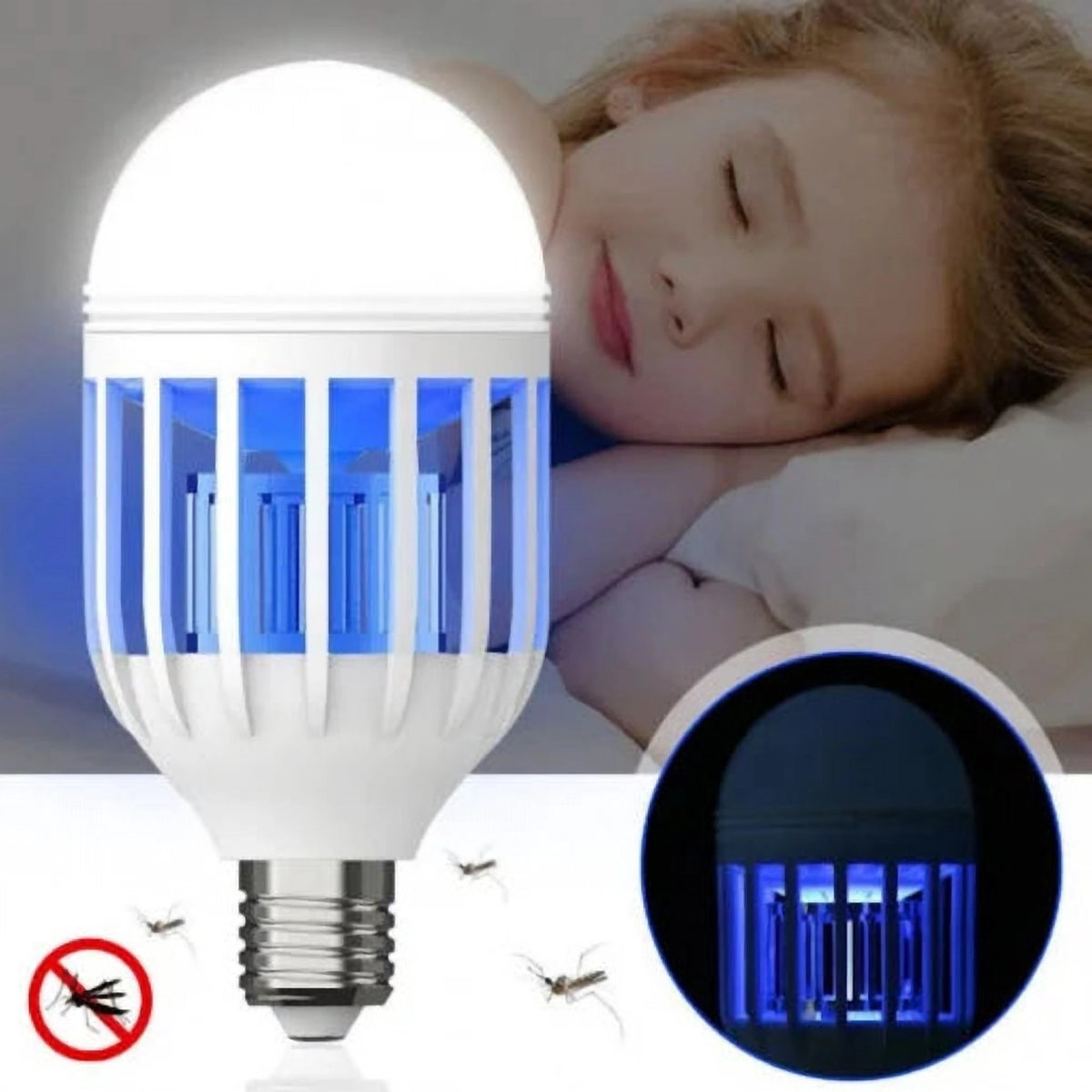 Bec LED Anti-Insecte cu Lampă UV Anti-Țânțari, 600 lm, Soclu E27, pentru Interior și Exterior