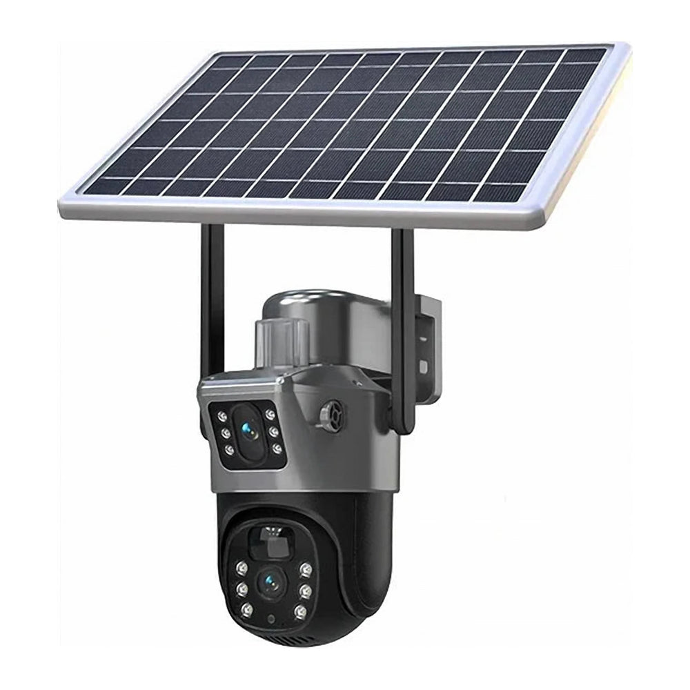 Cameră de Supraveghere cu Panou Solar, 4G, Lentile Duble, 4K 8MP, cu Senzor de Mișcare