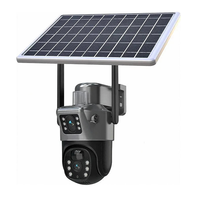 Cameră de Supraveghere cu Panou Solar, 4G, Lentile Duble, 4K 8MP, cu Senzor de Mișcare