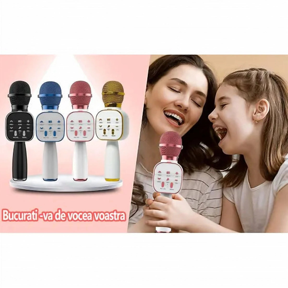 Microfon Wireless Karaoke MRG MDS813, cu Bluetooth și Boxă Portabilă Încorporată