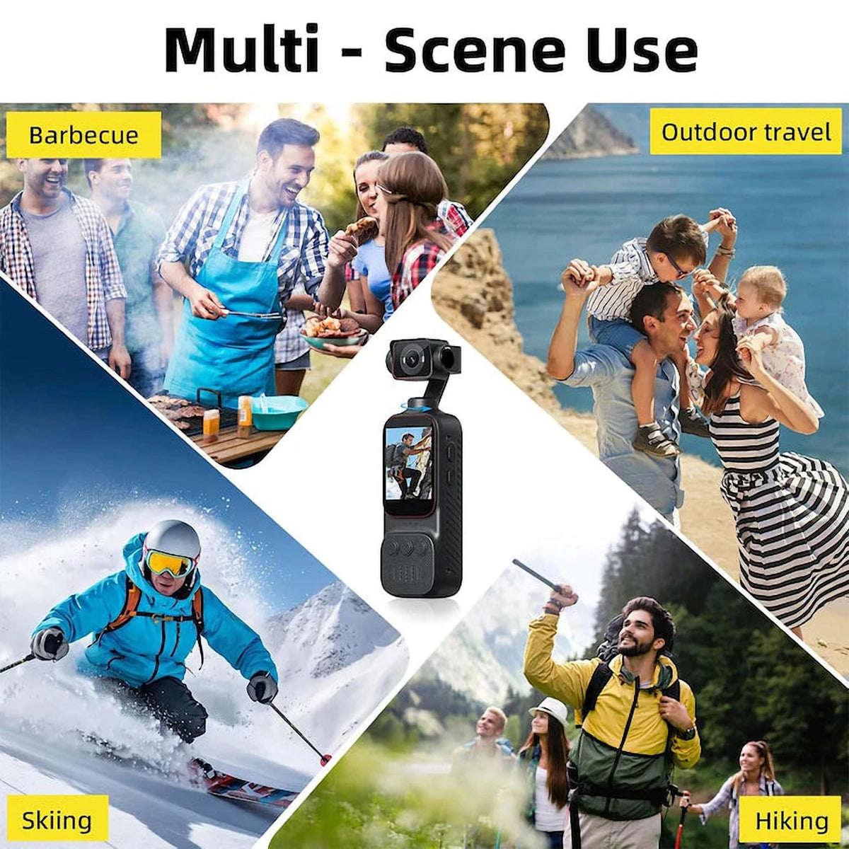 Cameră Sport 4K cu Obiectiv Rotativ 270°, Wi-Fi și Ecran LCD de 2 Inch