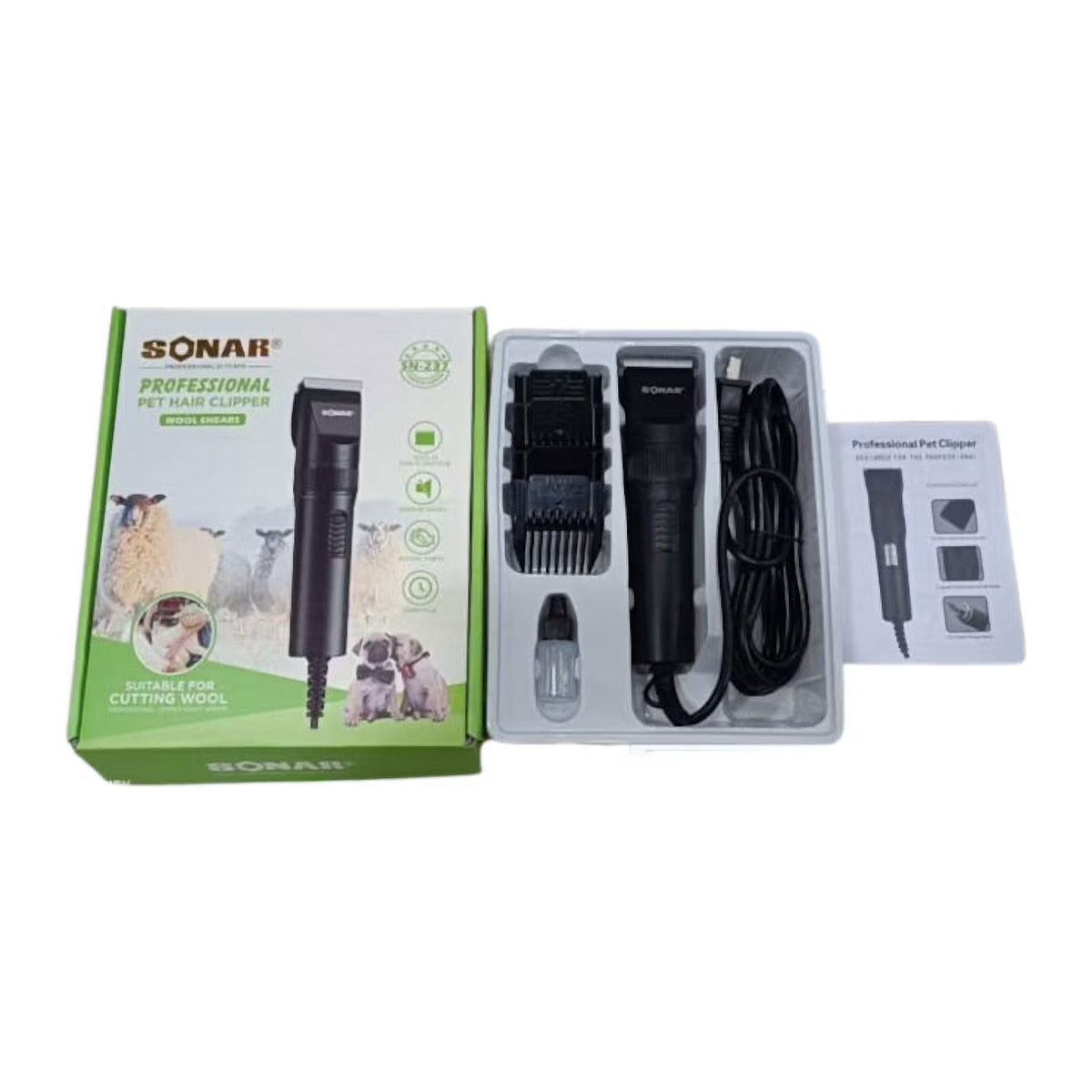 Mașină de Tuns Animale SONAR SN-237, cu Cuțite Ceramice, la 220V, cu 4 Capete