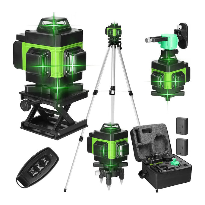 Nivel Laser cu 16 Linii, Autonivelare, Lumină Verde, Impermeabil IP54, 130 x 103 x 132 mm