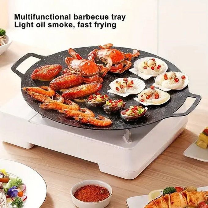 Plită Rotundă pentru Grătar în Stil Coreean, Antiaderentă, Compatibilă cu Inducția – 30 cm sau 32 cm