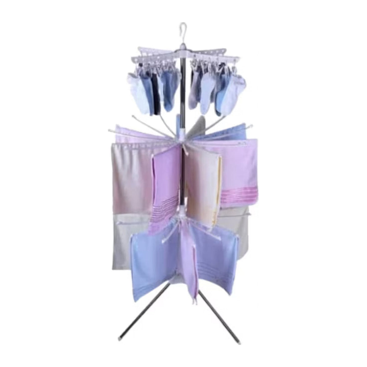 Uscător de Rufe Vertical Pliabil, cu 3 Niveluri Rotative, Înălțime 170 cm