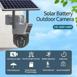 Cameră de Supraveghere cu Panou Solar, 4G, Lentile Duble, 4K 8MP, cu Senzor de Mișcare
