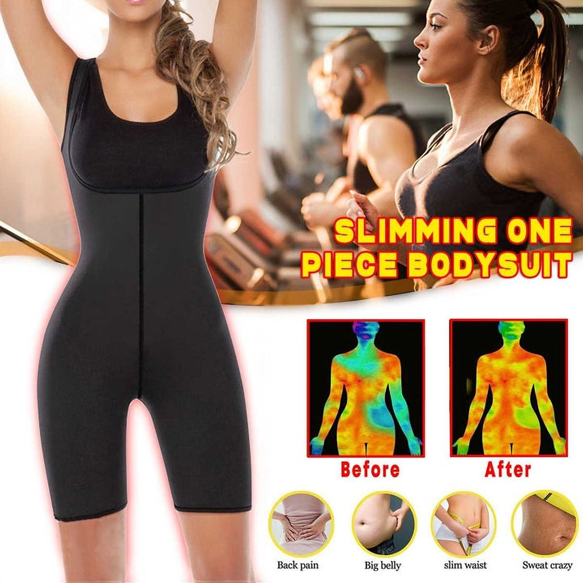 Costum Modelator Hot Shaper Full Body, All-in-One, din Bambus, Bumbac și Lycra