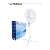 Ventilator cu Picior VEN-2, 50W, 16 Inch cu 5 Elice, 3 Viteze, Înălțime Reglabilă, Alb