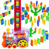 Tren Interactiv Electric cu Piese Domino, 60 de Piese, cu Lumini și Sunete