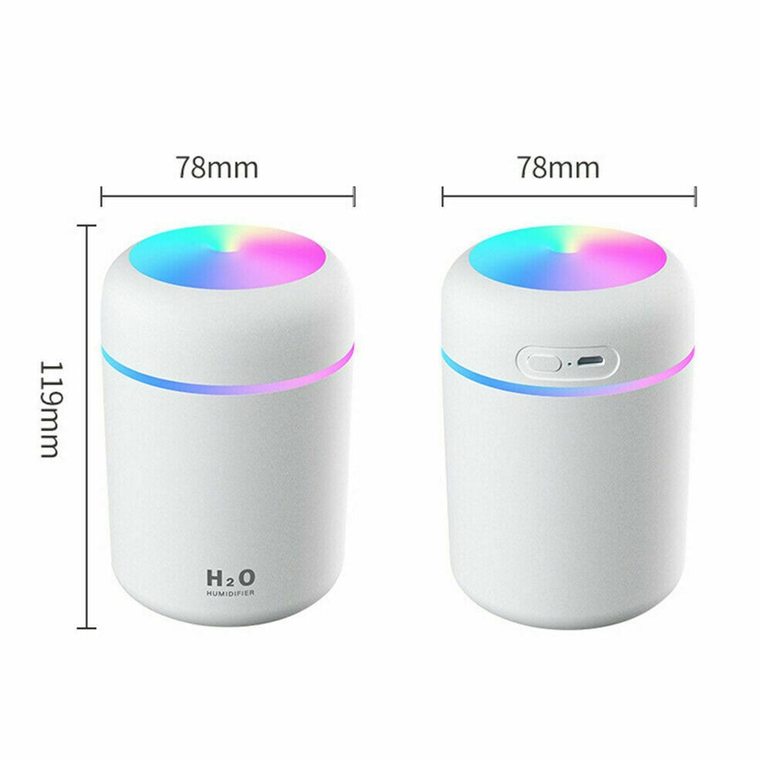 Umidificator și Difuzor cu LED pentru Casă, Birou sau Mașină, 300 ml, cu USB