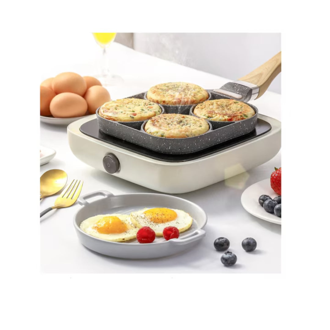 Tigaie Antiaderentă FourFry cu 4 Compartimente și Indicator de Temperatură