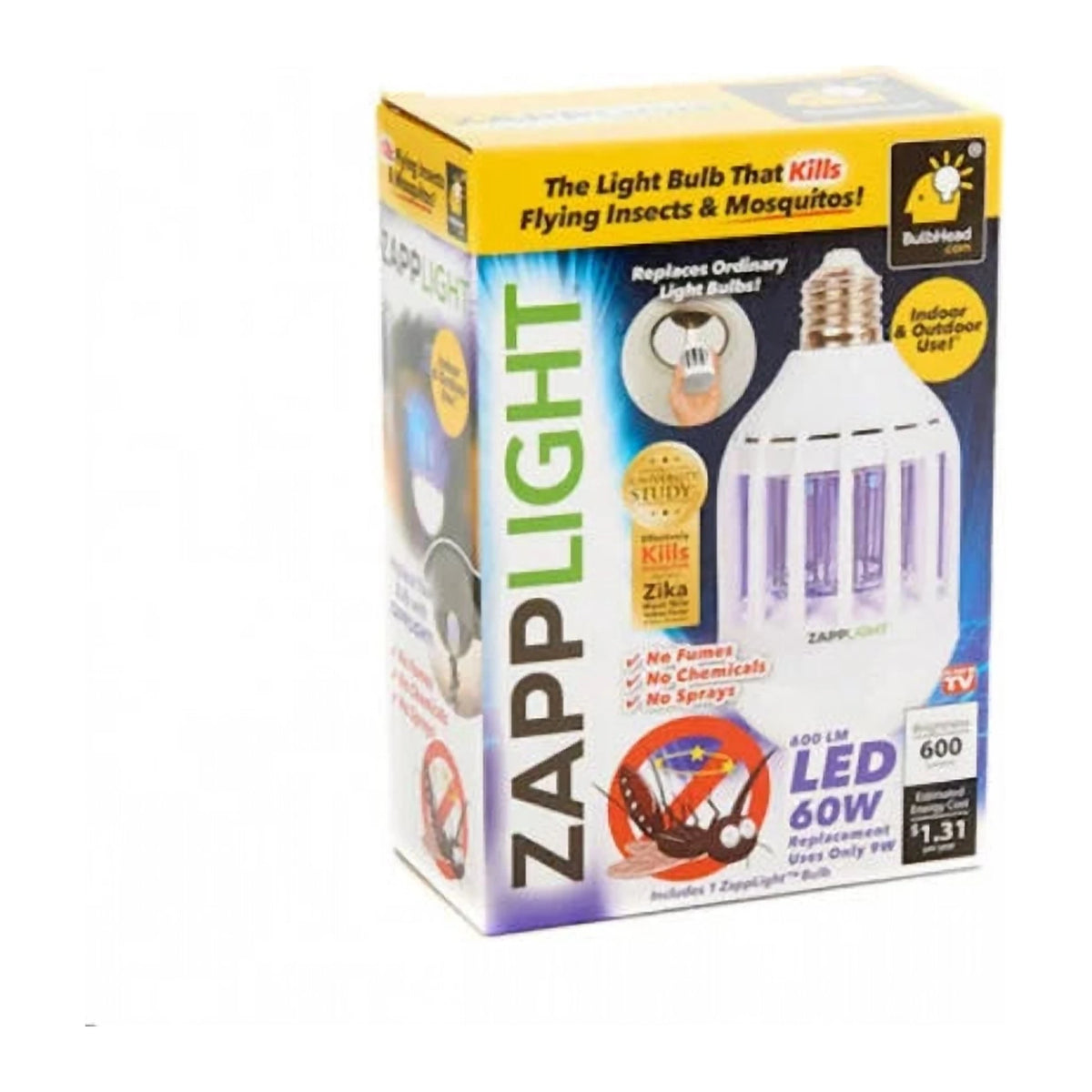 Bec LED Anti-Insecte cu Lampă UV Anti-Țânțari, 600 lm, Soclu E27, pentru Interior și Exterior