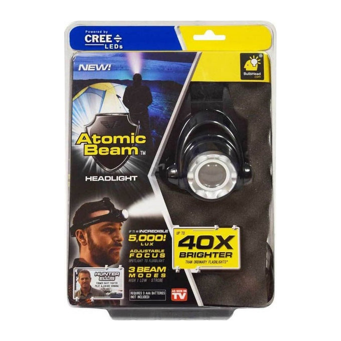 Lanternă Frontală LED CREE Atomic Beam, cu Zoom, 3 Moduri de Lumină și Carcasă din ABS și Aluminiu